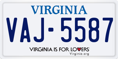 VA license plate VAJ5587