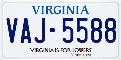 VA license plate VAJ5588