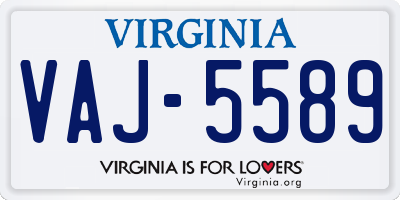 VA license plate VAJ5589