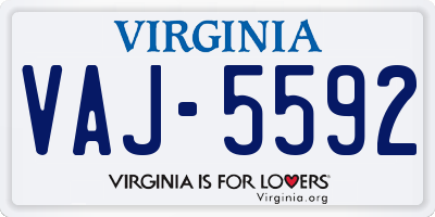 VA license plate VAJ5592