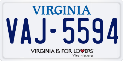 VA license plate VAJ5594