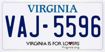 VA license plate VAJ5596