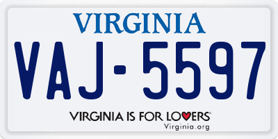 VA license plate VAJ5597