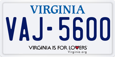 VA license plate VAJ5600