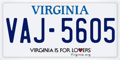 VA license plate VAJ5605