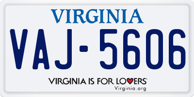 VA license plate VAJ5606