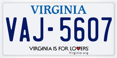 VA license plate VAJ5607