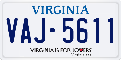 VA license plate VAJ5611