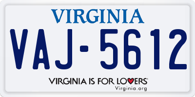VA license plate VAJ5612