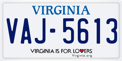 VA license plate VAJ5613