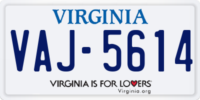 VA license plate VAJ5614