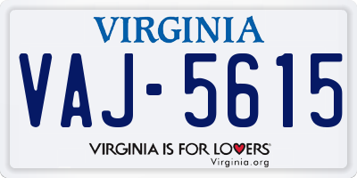 VA license plate VAJ5615