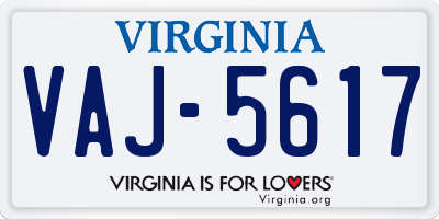VA license plate VAJ5617