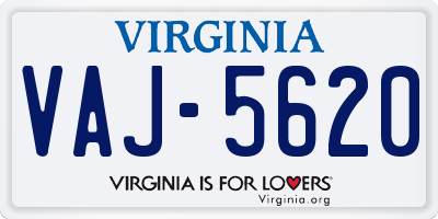 VA license plate VAJ5620