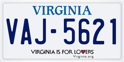 VA license plate VAJ5621