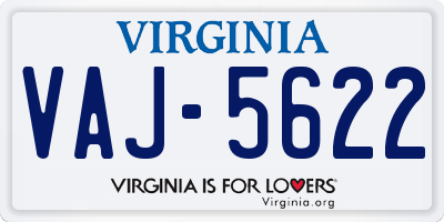 VA license plate VAJ5622