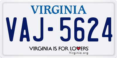 VA license plate VAJ5624