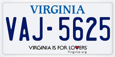 VA license plate VAJ5625