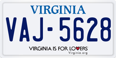 VA license plate VAJ5628
