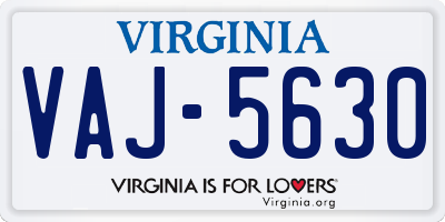 VA license plate VAJ5630