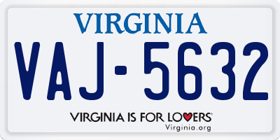 VA license plate VAJ5632