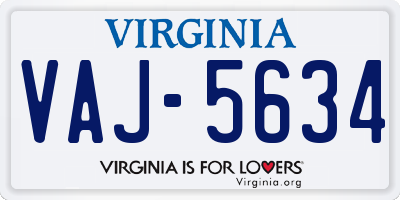 VA license plate VAJ5634