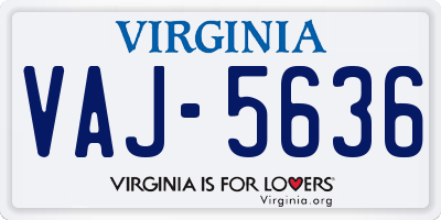 VA license plate VAJ5636