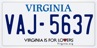 VA license plate VAJ5637