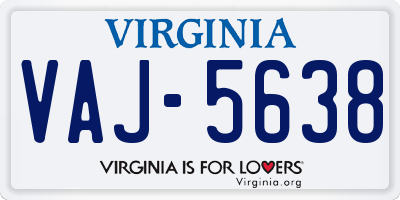 VA license plate VAJ5638