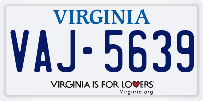 VA license plate VAJ5639