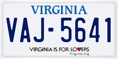 VA license plate VAJ5641