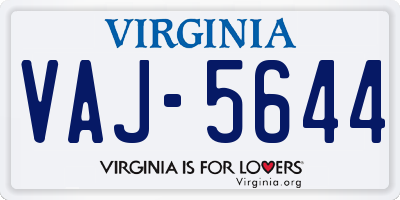 VA license plate VAJ5644