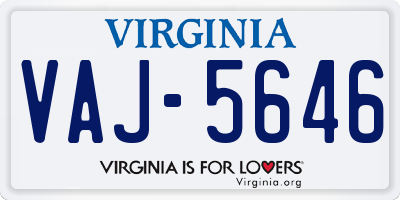 VA license plate VAJ5646