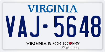 VA license plate VAJ5648