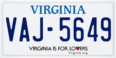 VA license plate VAJ5649