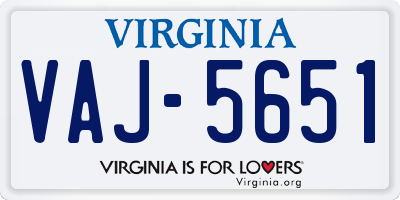 VA license plate VAJ5651