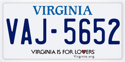 VA license plate VAJ5652