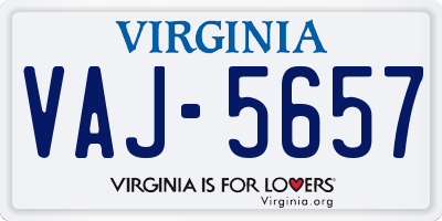 VA license plate VAJ5657