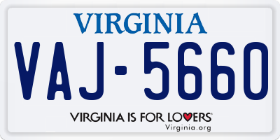 VA license plate VAJ5660