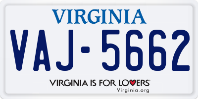 VA license plate VAJ5662