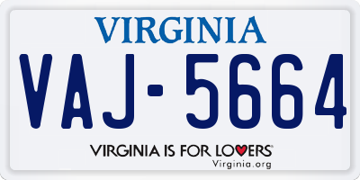 VA license plate VAJ5664