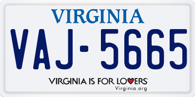 VA license plate VAJ5665