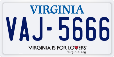 VA license plate VAJ5666