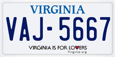 VA license plate VAJ5667