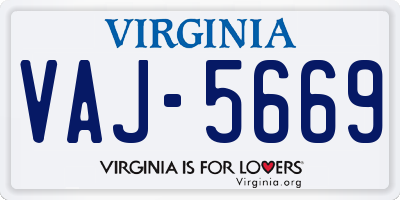 VA license plate VAJ5669