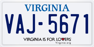 VA license plate VAJ5671