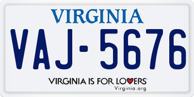 VA license plate VAJ5676