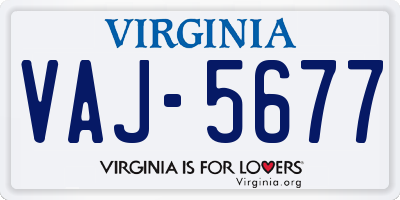 VA license plate VAJ5677