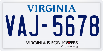 VA license plate VAJ5678