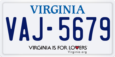 VA license plate VAJ5679